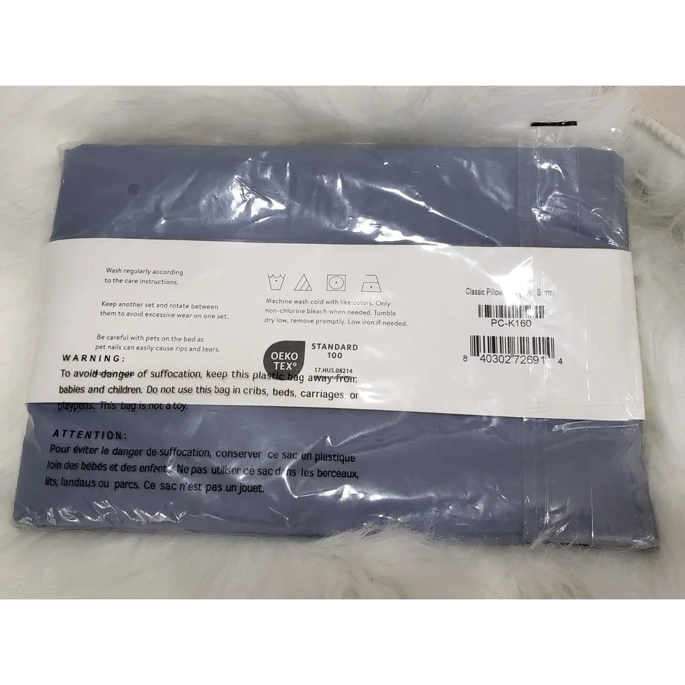 NEW Brooklinen Classic Pillowcases King Storm Blue PC-K160S PERCALE LOT SET 2